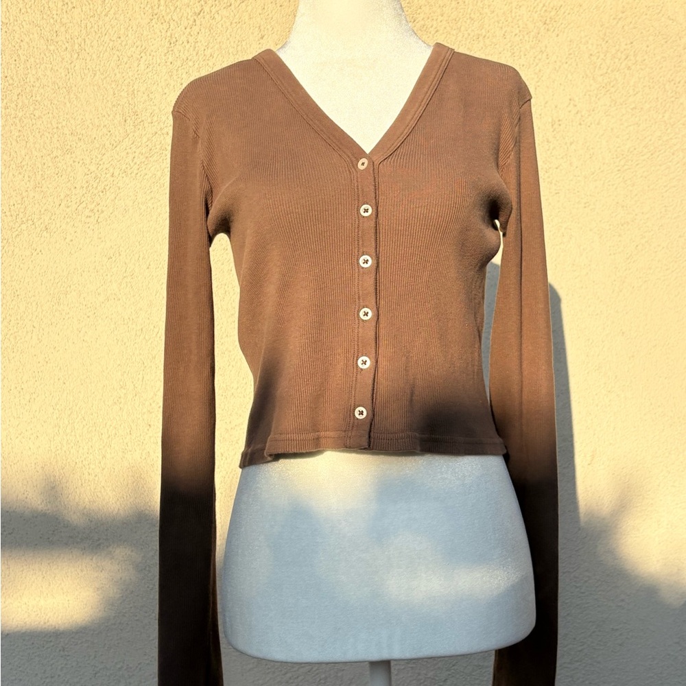 Brandy Melville Brown Button-Up Cardigan